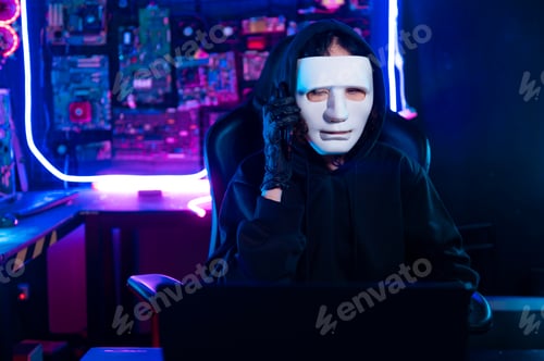 Preview: A Hacker is using laptop computer to steal data