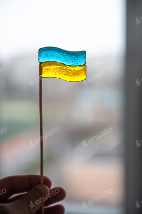 Preview: Patriotic lollipop in the shape of the flag of ukraine.