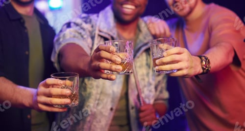 Preview: Partying all night long. Group of friends having fun in the night club together