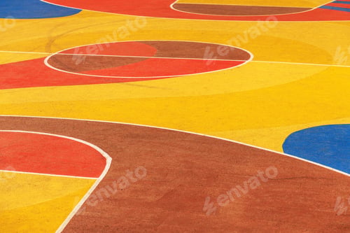 Preview: Streetball or street basketball outdoor court as colorful abstract sport background