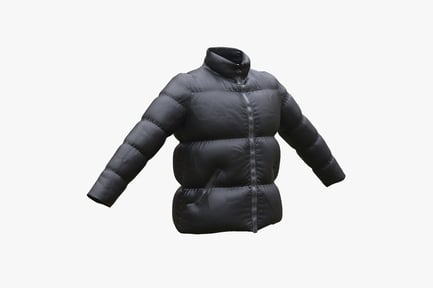 Preview: Men's Black Down Puffer Jacket with Zipper