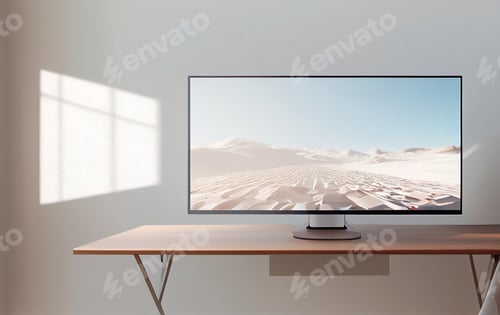 Preview: Simple Style computer screen on the table - Digital Generate Image