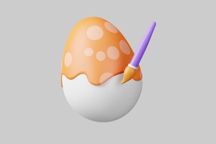 Preview: Egg with paintbrush and white dots