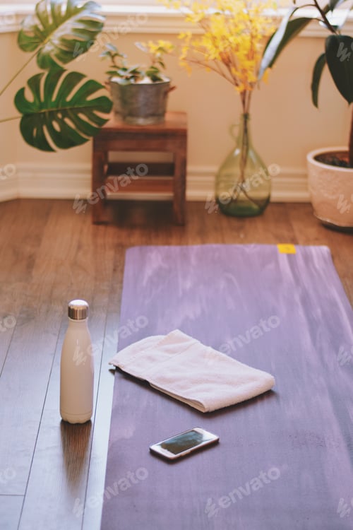 Preview: Yoga Mat and Water Bottle at Home
