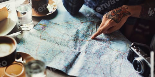 Preview: Person Choosing Destination On Map Concept