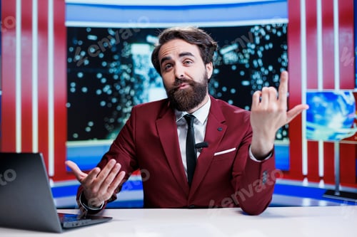 Preview: Man journalist presenting breaking news