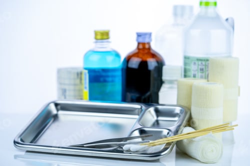 Preview: Medical equipment for treating infections. Wound care dressing set. Medical supplies for nurses.