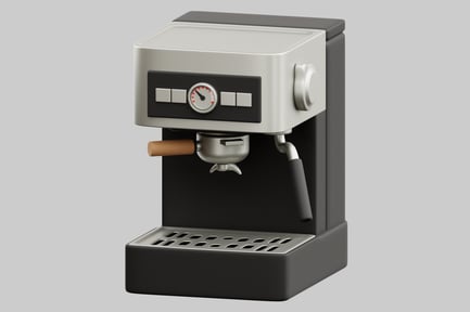 Preview: Coffee machine with silver body and black base