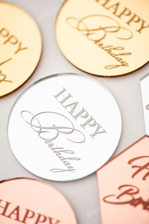 Preview: Happy birthday sign for cake on white backgroun