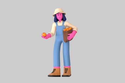 Preview: Cartoon farmer with apple harvest