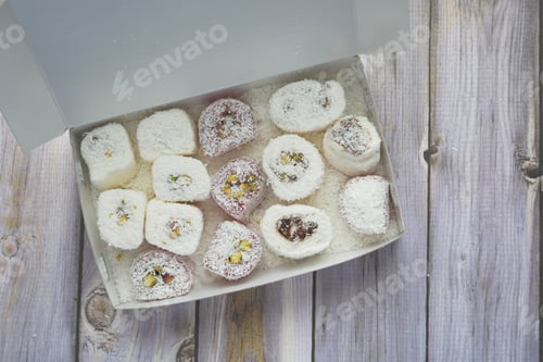 Preview: traditional Turkish delight With Nut in a take away packet