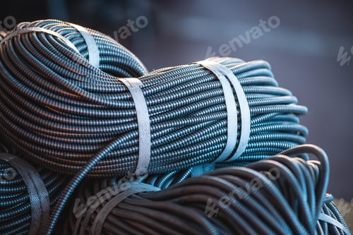 Preview: Close-up of a huge bundle of metal flexible tubes