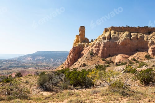 Preview: Chimney Rock and mesa, landmark in a protected canyon landscape