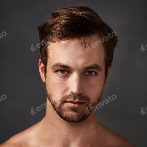 Serious Man Close-Up on Dark Background