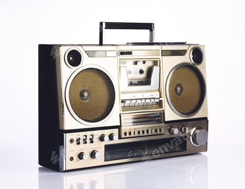 Preview: Stylish retro boombox on white