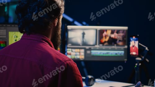 Preview: Videographer uses smartphone to record explaining basic photography editing techniques for beginners