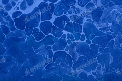 Preview: Classic Blue sapphire waves and spot drops. Acrylic Fluid Art. Abstract aqua background or texture