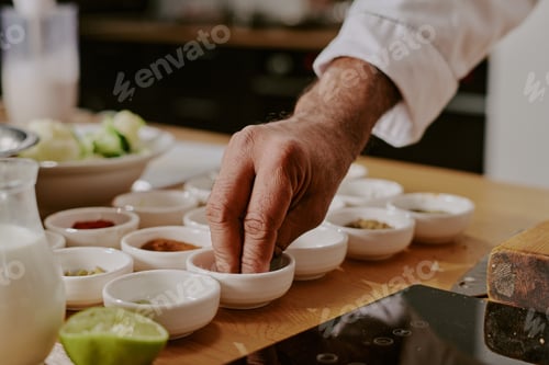 Preview: Middle Aged Man Preparing Spices during Cooking Class Session