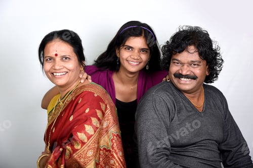 Preview: Portrait of happy Indian family