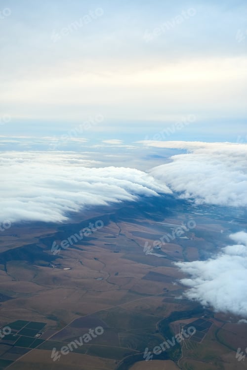 Preview: Have you got your head in the clouds. Shot of a cloudy view seen from an airplane window.