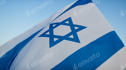 Preview: Flag of Israel on blue sky