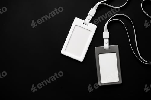 Preview: Blank badges on black background top view
