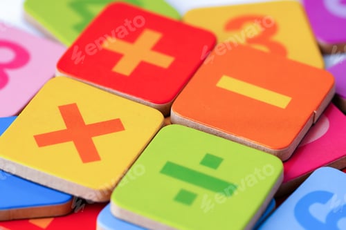Preview: Math Number colorful on white background : Education study mathematics learning teach concept.