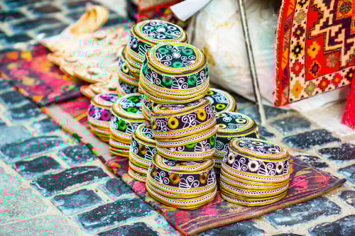 Preview: Azerbaijan old style hats on a local market