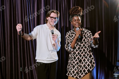 Preview: Two Diverse Comedians Performing Stand-Up Comedy on Stage