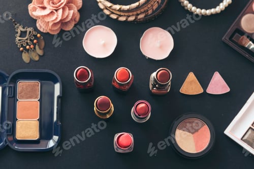 Preview: Flatlay Makeup Cosmetics set fashion professional skincare products