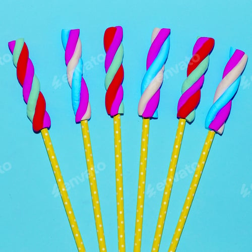 Preview: Marshmallow Candy art. Sweet lover. Flatlay