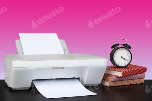 Preview: Compact home laser printer against pink background