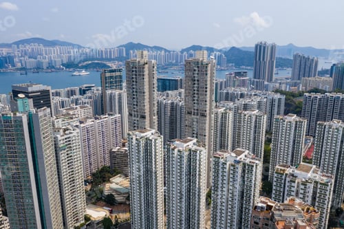 Preview: Tai Koo, Hong Kong 19 March 2019: Top down view of Hong Kong city