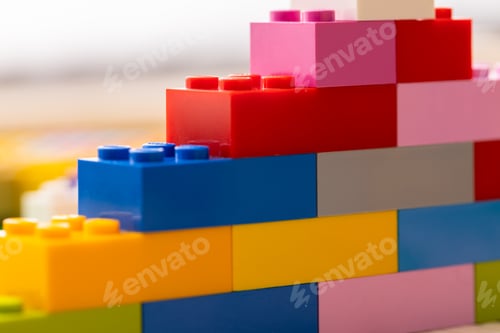 Preview: Details of children's plastic building kit close up