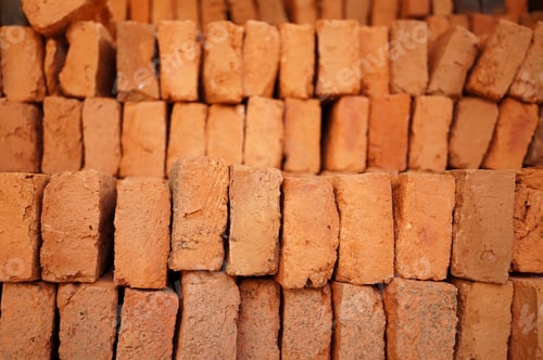 Stack of Clay Bricks Used for Construction