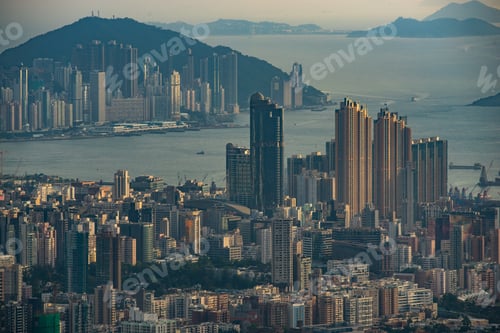 Preview: Hong Kong, China - August, 2019: Hong Kong city scape, modern building skyscraper in Hong Kong