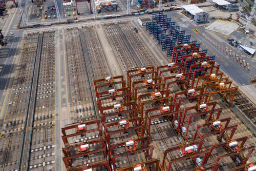 Preview: Kwai Tsing, Hong Kong 24 June 2020: Top down view of Hong Kong container port