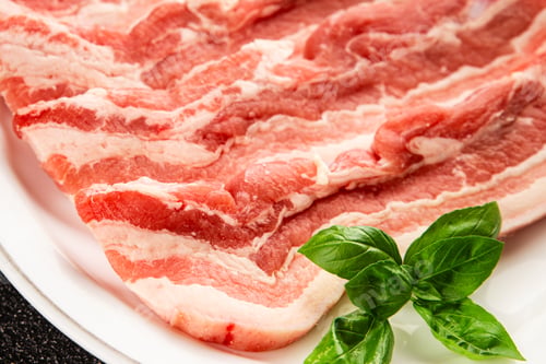 Preview: Bacon slice lard with meat slices pieces pork tenderloin portion size natural product food
