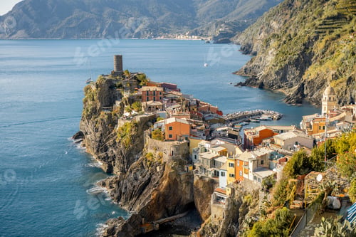 Preview: Landscape of coastline with Vernazza village in Italy
