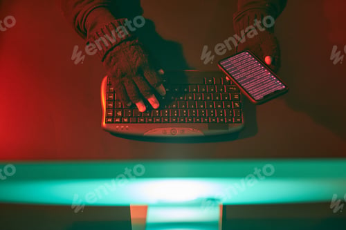 Preview: Cyber war. Hacker breaking security. Anonymous person access sensitive data. Cyber attack. Coding