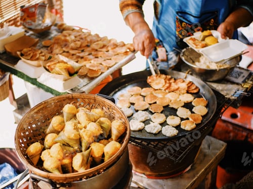 Preview: Thai Coconut pancake dessert Street food. Taken at a floating market in Pattaya