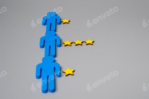 Preview: Human figure and yellow stars with copy space.