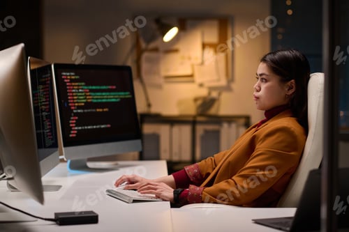 Preview: Girl as Software Developer Writing Code