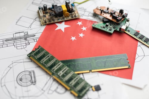 Preview: Chinese chipmaker. Chinese chip industry concept 3d illustration