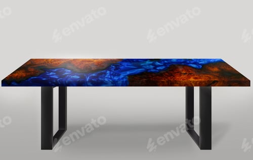 Preview: Table modern style made of casting epoxy resin Padauk burl wood