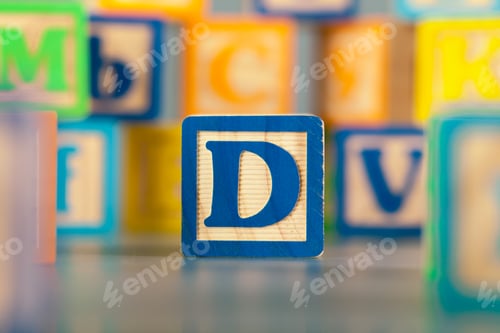 Preview: Photograph of colorful Wooden Block Letter D