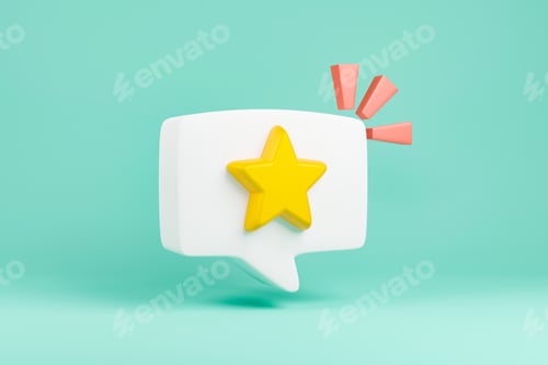 Preview: 1 Star Rating concept, Isolated icon on background, 3d rendering.