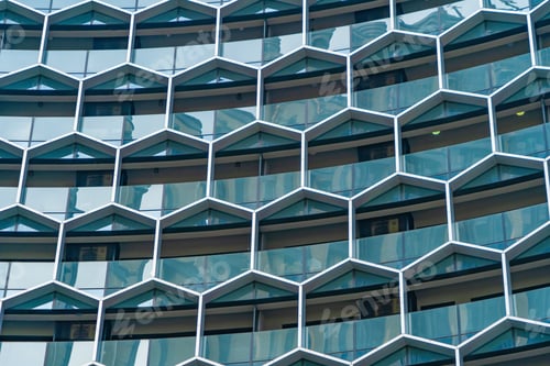Preview: Office buildings windows. Glass architecture facade design with reflection