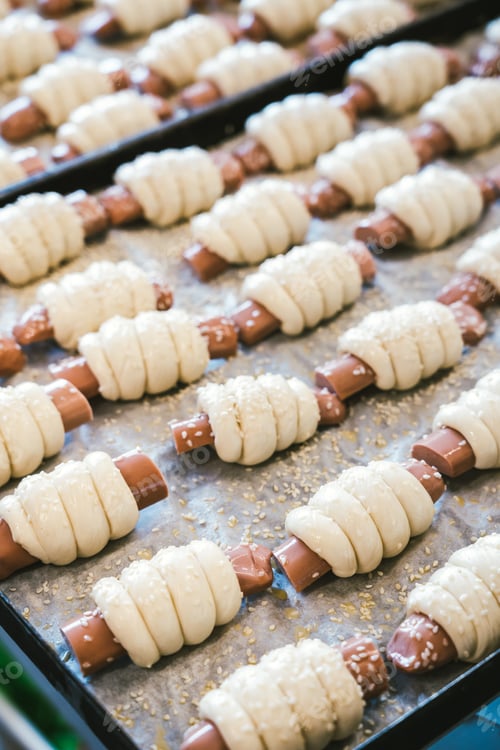 Preview: unbaked production of traditional sicilian food in an industrial bakery