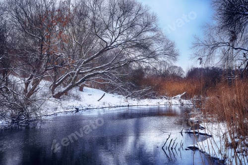 Preview: Winter landscape by a river